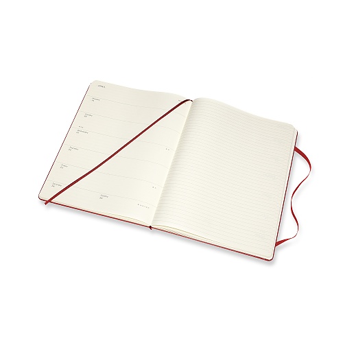 Kalendarz Moleskine 2020-2021 18-miesięczny rozmiar XL (bardzo duży 19x25 cm) Tygodniowy Czerwony/ Szkarłatny Twarda oprawa (Moleskine Weekly Notebook Diary/Planner 2020/21 Extra Large Hard Scarlet Red Cover)