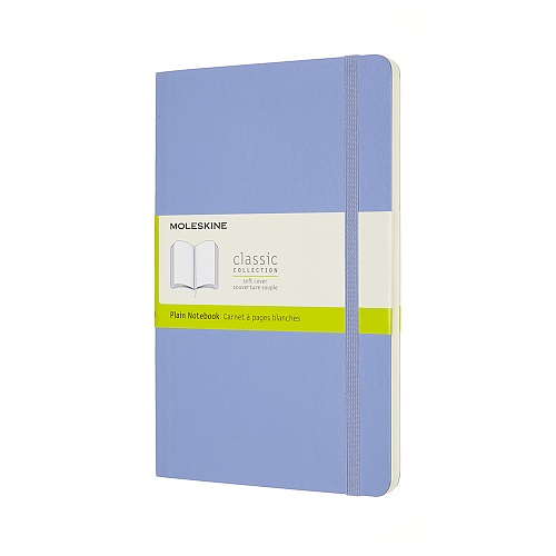 Notatnik Moleskine L duży (13x21cm) Czysty Niebieska Hortensja Miękka oprawa (Moleskine Plain Notebook Large Soft Hydrangea Blue) - 8056420850949