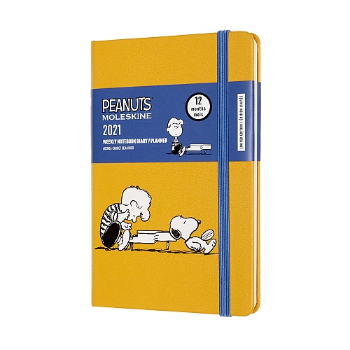 Kalendarz Moleskine 2021 12M Peanuts/Fistaszki rozmiar P (kieszonkowy 9x14 cm) Dzienny Żółty Twarda oprawa (Moleskine Limited Edition Peanuts, Piano Daily Notebook/Planner 2021 Pocket Yellow Hard Cover)