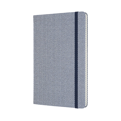 Notatnik Tekstylny Moleskine Blend L (duży 13x21 cm) w Kropki Niebieski Jodełka Twarda Oprawa (Moleskine Blend Collection Dotted Notebook Large Harringtonbone Blue Hard Cover) - 8056420851908