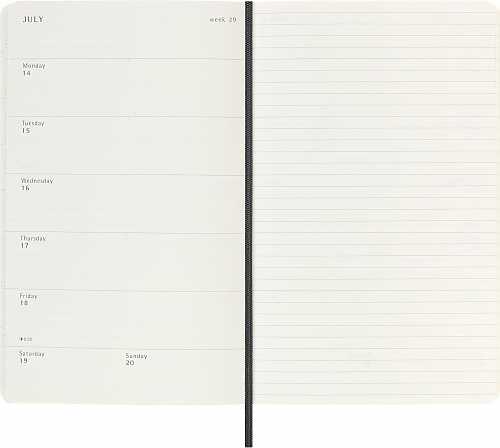 Kalendarz Moleskine 2025-2026 18-miesięczny rozmiar L (duży 13x21 cm) Tygodniowy Czarny Miękka oprawa (Moleskine Weekly Notebook Diary/Planner 2025/26 Large Soft Black Cover) - 8056999275426