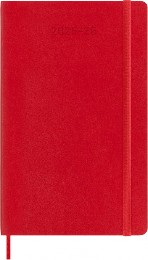 Kalendarz Moleskine 2025-2026 18-miesięczny rozmiar L (duży 13x21 cm) Tygodniowy Czerwony/ Szkarłatny Miękka oprawa (Moleskine Weekly Notebook Planner 25/26 Large Soft Scarlet Red Cover) - 8056999275433