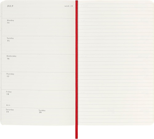 Kalendarz Moleskine 2025-2026 18-miesięczny rozmiar L (duży 13x21 cm) Tygodniowy Czerwony/ Szkarłatny Miękka oprawa (Moleskine Weekly Notebook Planner 25/26 Large Soft Scarlet Red Cover) - 8056999275433