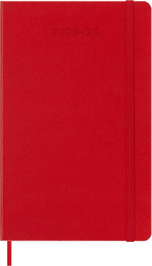 Kalendarz Moleskine 2025-2026 18-miesięczny rozmiar L (duży 13x21 cm) Tygodniowy Czerwony/ Szkarłatny Twarda oprawa (Moleskine Weekly Notebook Planner 2025/26 Large Hard Scarlet Red Cover) - 8056999275402