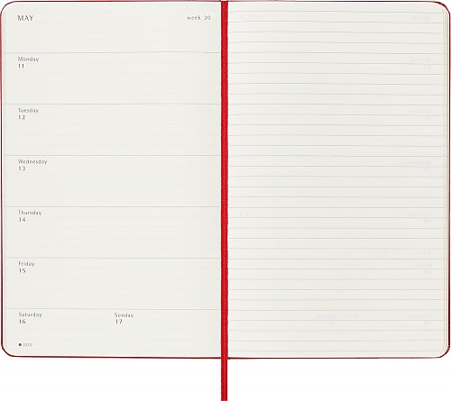 Kalendarz Moleskine 2025-2026 18-miesięczny rozmiar L (duży 13x21 cm) Tygodniowy Czerwony/ Szkarłatny Twarda oprawa (Moleskine Weekly Notebook Planner 2025/26 Large Hard Scarlet Red Cover) - 8056999275402
