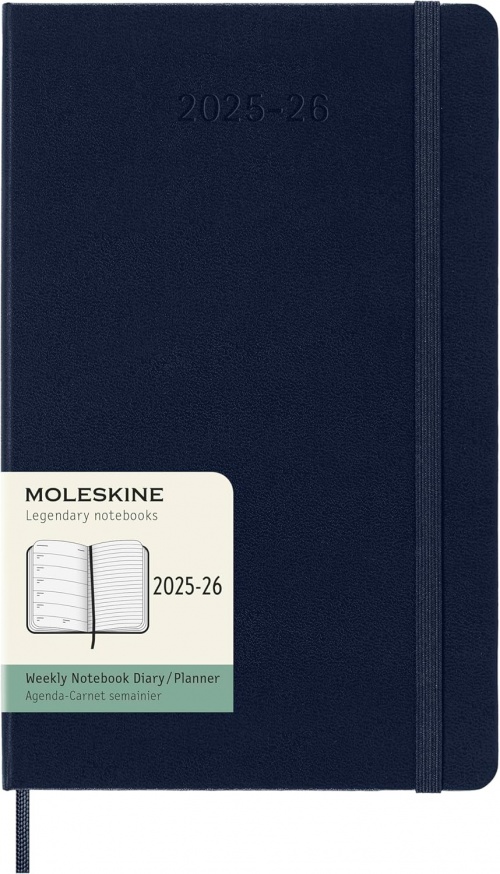 Kalendarz Moleskine 2025-2026 18-miesięczny rozmiar L (duży 13x21 cm) Tygodniowy Niebieski Ciemny/ Szafirowy Twarda oprawa (Moleskine Weekly Notebook Planner 2025/26 Large Hard Sapphire Blue Cover) - 8056999275389