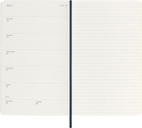 Kalendarz Moleskine 2025-2026 18-miesięczny rozmiar L (duży 13x21 cm) Tygodniowy Niebieski Ciemny/ Szafirowy Twarda oprawa (Moleskine Weekly Notebook Planner 2025/26 Large Hard Sapphire Blue Cover) - 8056999275389