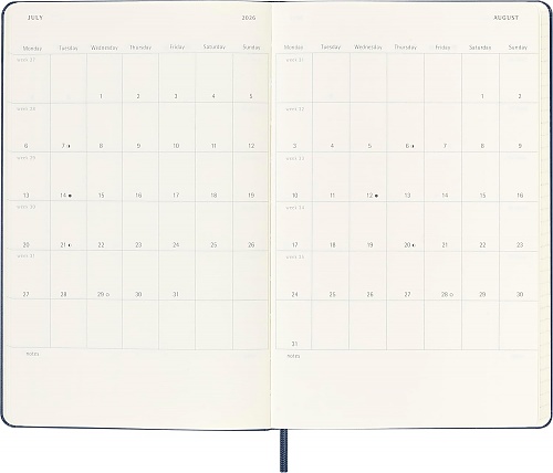 Kalendarz Moleskine 2025-2026 18-miesięczny rozmiar L (duży 13x21 cm) Tygodniowy Niebieski Ciemny/ Szafirowy Twarda oprawa (Moleskine Weekly Notebook Planner 2025/26 Large Hard Sapphire Blue Cover) - 8056999275389