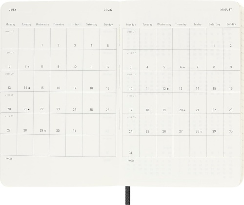 Kalendarz Moleskine 2025-2026 18-miesięczny rozmiar P (kieszonkowy 9x14 cm) Tygodniowy Czarny Miękka oprawa (Moleskine Weekly Notebook Planner 2025/26 P Pocket Black Soft Cover) - 8056999275471