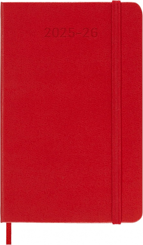 Kalendarz Moleskine 2025-2026 18-miesięczny rozmiar P (kieszonkowy 9x14 cm) Tygodniowy Czerwony/ Szkarłatny Twarda oprawa (Moleskine Weekly Horizontal Notebook Diary/Planner 2025/26 Pocket Hard Scarlet Red Cover) - 8056999275457