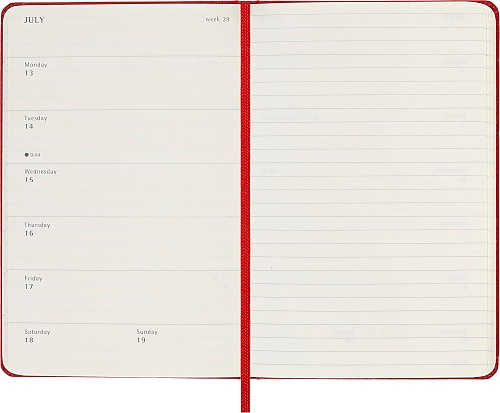 Kalendarz Moleskine 2025-2026 18-miesięczny rozmiar P (kieszonkowy 9x14 cm) Tygodniowy Czerwony/ Szkarłatny Twarda oprawa (Moleskine Weekly Horizontal Notebook Diary/Planner 2025/26 Pocket Hard Scarlet Red Cover) - 8056999275457