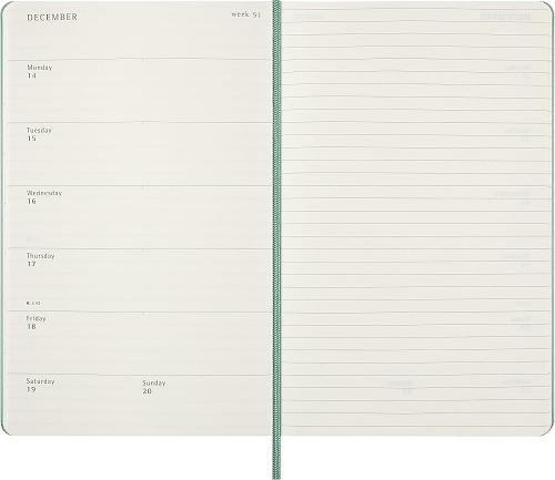 Kalendarz Moleskine 2026-2027 18-miesięczny rozmiar L (duży 13x21 cm) Tygodniowy Szałwiowa Zieleń Twarda oprawa (Moleskine Weekly Notebook Diary/Planner 2026-2027 Large Sage Green Hard Cover) - 8056999279141