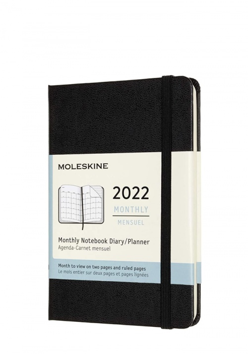 Kalendarz Moleskine 2022 12M rozmiar P ( kieszonkowy 9x14 cm) Miesięczny Czarny Twarda oprawa (Moleskine Monthly Diary/Planner 2022 Pocket Black Hard Cover) - 8056420855944