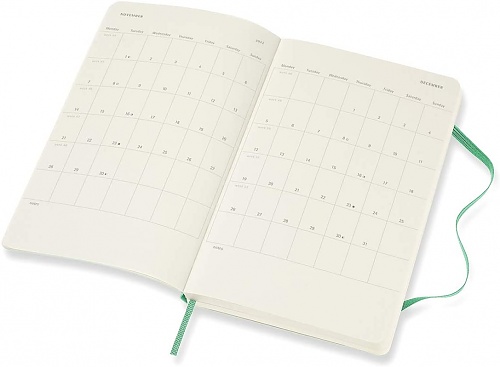 Kalendarz Moleskine 2022 12M rozmiar L (duży 13x21 cm) Tygodniowy Lodowa Zieleń Miękka oprawa (Moleskine Weekly Notebook Diary/Planner 2022 Large Ice Green Soft Cover) - 8056420858655
