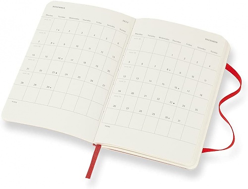 Kalendarz Moleskine 2022 12M rozmiar P (kieszonkowy 9x14 cm) Tygodniowy Czerwony/Szkarłatny Miękka oprawa (Moleskine Weekly Notebook Diary/Planner 2022 Pocket Scarlet Red  Soft Cover) - 8056420855852