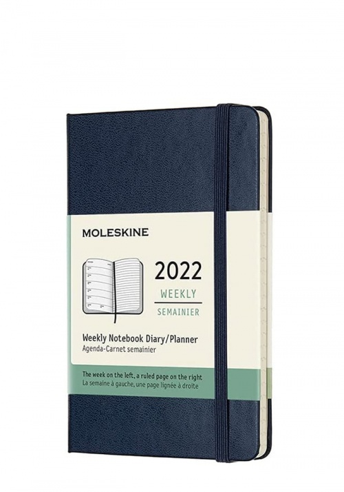 Kalendarz Moleskine 2022 12M rozmiar P (kieszonkowy 9x14 cm) Tygodniowy Niebieski/Szafirowy Twarda oprawa (Moleskine Weekly Notebook Diary/Planner 2022 Pocket Sapphire Blue Hard Cover) - 8056420855791