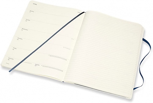 Kalendarz Moleskine 2022 12M rozmiar XL (bardzo duży 19x25 cm) Tygodniowy Niebieski Szafirowy Miękka oprawa (Moleskine Weekly Notebook Diary/Planner 2022 Extra Large Sapphire Blue Soft Cover) - 8056420855906