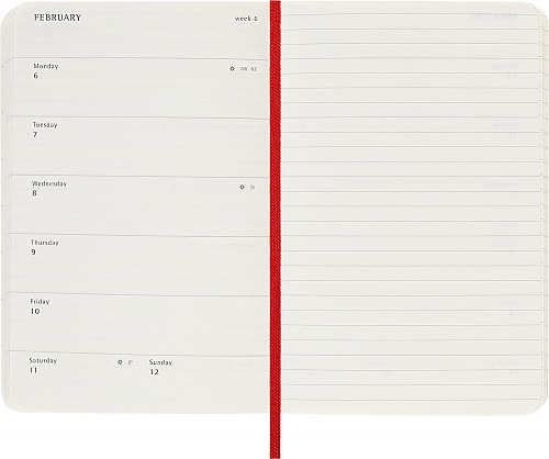 Kalendarz Moleskine 2023 12M rozmiar P (kieszonkowy 9x14 cm) Tygodniowy Czerwony/Szkarłatny Twarda oprawa (Moleskine Weekly Notebook Diary/Planner 2023 Pocket Scarlet Red Hard Cover) - 8056420859782