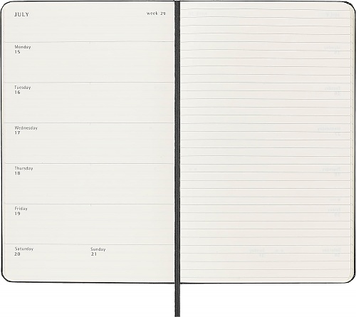 Kalendarz Moleskine 2024 12M rozmiar L (duży 13x21 cm) Tygodniowy Czarny Twarda oprawa (Moleskine Weekly Notebook Diary/Planner 2024 Large Black Hard Cover) - 8056598856620