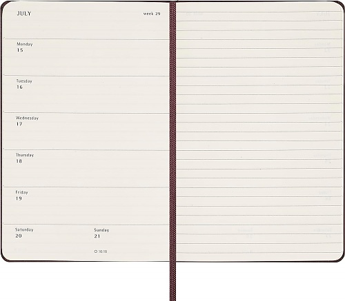 Kalendarz Moleskine 2024 12M rozmiar P (kieszonkowy 9x14 cm) Tygodniowy Czerwony Burgund Twarda oprawa (Moleskine Weekly Notebook Diary/Planner 2024 Pocket Burgundy Red Hard Cover) - 8056598857115