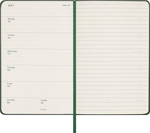 Kalendarz Moleskine 2024 12M rozmiar P (kieszonkowy 9x14 cm) Tygodniowy Zielony Mirt Twarda oprawa (Moleskine Weekly Notebook Diary/Planner 2024 Pocket Myrtle Green Hard Cover) - 8056598857085