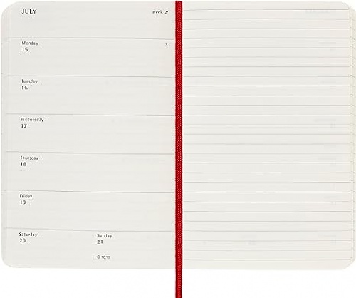 Kalendarz Moleskine 2024 12M rozmiar P (kieszonkowy 9x14 cm) Tygodniowy Czerwony/Szkarłatny Miękka oprawa (Moleskine Weekly Notebook Diary/Planner 2024 Pocket Scarlet Red  Soft Cover) - 8056598856743