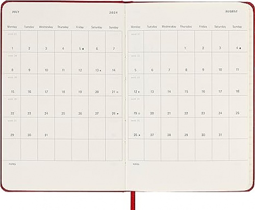 Kalendarz Moleskine 2024 12M rozmiar P (kieszonkowy 9x14 cm) Tygodniowy Czerwony/Szkarłatny Twarda oprawa (Moleskine Weekly Notebook Diary/Planner 2024 Pocket Scarlet Red Hard Cover) - 8056598856705