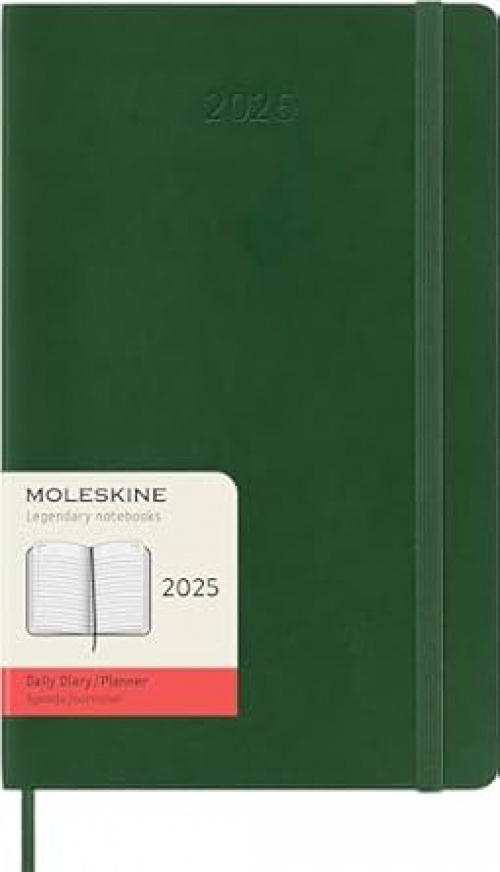 Kalendarz Moleskine 2025 12M rozmiar L (duży 13x21 cm) Dzienny Zielony Mirt Miękka oprawa (Moleskine Daily Notebook Diary/Planner 2025 Large Myrtle Green Soft Cover) - 8056999270780