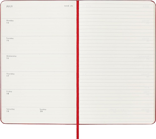 Kalendarz Moleskine 2025 12M rozmiar L (duży 13x21 cm) Tygodniowy Czerwony/ Szkarłatny Twarda oprawa (Moleskine Weekly Notebook Diary/Planner 2025 Large Scarlet Red Hard Cover) - 8056999270285