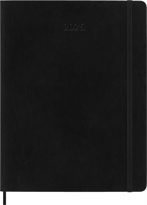 Kalendarz Moleskine 2025 12M rozmiar XL (bardzo duży 19x25 cm) Miesięczny Czarny Miękka oprawa (Moleskine Monthly Diary/Planner 2025 Extra Large Black Soft Cover) - 8056999270513