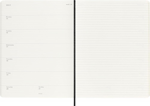 Kalendarz Moleskine 2025 12M rozmiar XL (bardzo duży 19x25 cm) Tygodniowy Czarny Miękka oprawa (Moleskine Weekly Notebook Diary/Planner 2025 Extra Large Black Soft Cover) - 8056999270438