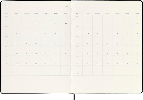 Kalendarz Moleskine 2025 12M rozmiar XL (bardzo duży 19x25 cm) Tygodniowy Czarny Twarda oprawa (Moleskine Weekly Notebook Diary/Planner 2025 Extra Large Black Hard Cover) - 8056999270421