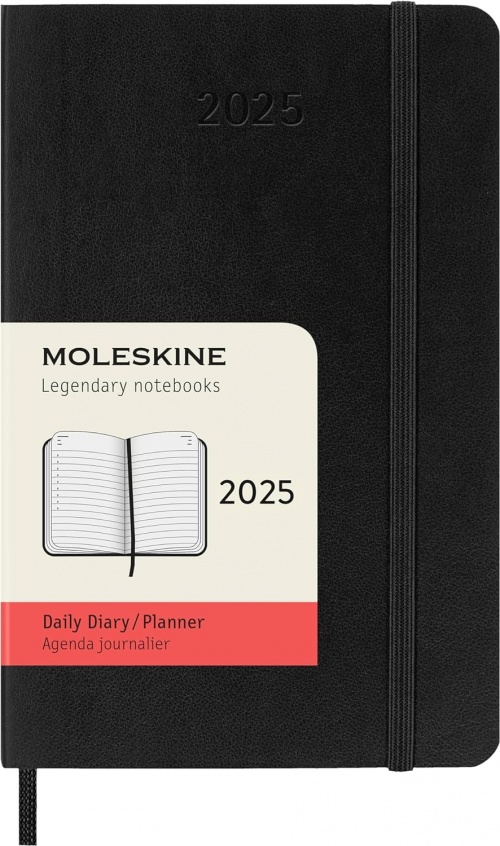 Kalendarz Moleskine 2025 12M rozmiar P (kieszonkowy 9x14 cm) Dzienny Czarny Miękka oprawa (Moleskine Daily Notebook Diary/Planner 2025 Pocket Black Soft Cover) - 8056999270223