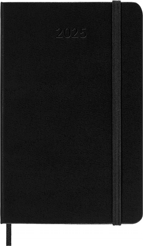 Kalendarz Moleskine 2025 12M rozmiar P (kieszonkowy 9x14 cm) Dzienny Czarny Twarda oprawa (Moleskine Daily Notebook Diary/Planner 2025 Pocket Black Hard Cover) - 8056999270193