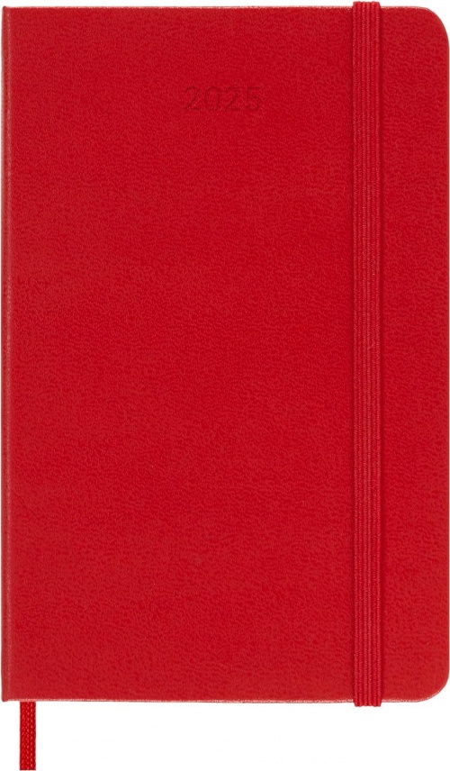 Kalendarz Moleskine 2025 12M rozmiar P (kieszonkowy 9x14 cm) Dzienny Czerwony/Szkarłatny Twarda oprawa (Moleskine Daily Notebook Diary/Planner 2025 Pocket Scarlet Red Hard Cover) - 8056999270209