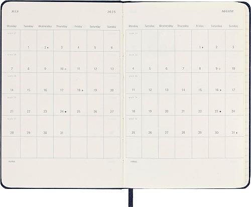 Kalendarz Moleskine 2025 12M rozmiar P (kieszonkowy 9x14 cm) Dzienny Niebieski/Szafirowy Twarda oprawa (Moleskine Daily Notebook Diary/Planner 2025 Pocket Sapphire Blue Hard Cover) - 8056999270186
