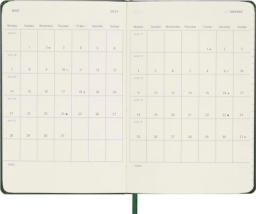 Kalendarz Moleskine 2025 12M rozmiar P (kieszonkowy 9x14 cm) Dzienny Zielony Mirt Twarda oprawa (Moleskine Daily Notebook Diary/Planner 2025 Pocket Myrtle Green Hard Cover) - 8056999270759