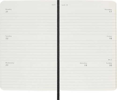 Kalendarz Moleskine 2025 12M rozmiar P (kieszonkowy 9x14 cm) Horyzontalny Tygodniowy Czarny Miękka oprawa (Moleskine Weekly Horizontal Diary/Planner 2025 Pocket Black Soft Cover) - 8056999270452
