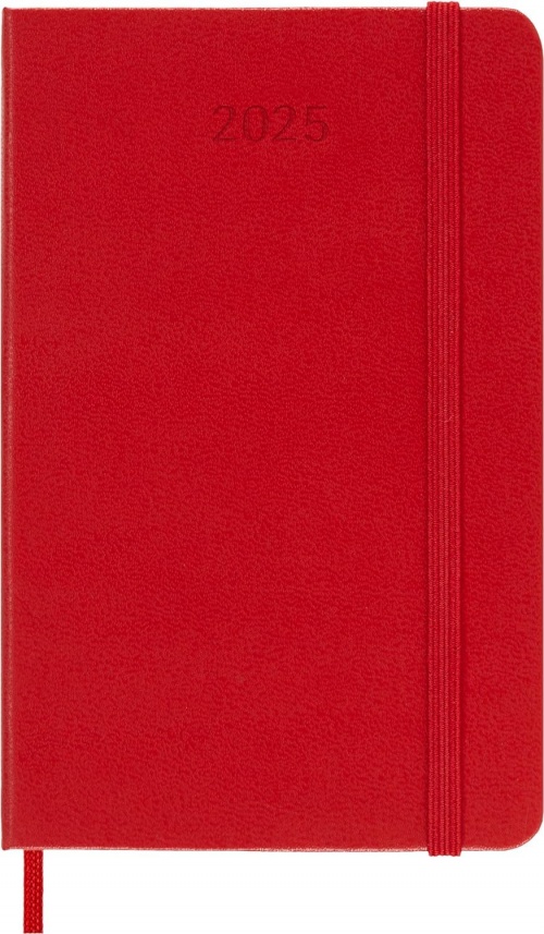 Kalendarz Moleskine 2025 12M rozmiar P (kieszonkowy 9x14 cm) Tygodniowy Czerwony/Szkarłatny Twarda oprawa (Moleskine Weekly Notebook Diary/Planner 2025 Pocket Scarlet Red Hard Cover) - 8056999270353