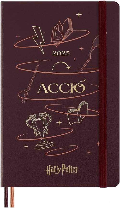 Kalendarz Moleskine 2025 12M Harry Potter Accio rozmiar L (duży 13x21 cm) Dzienny Bordowy Twarda oprawa (Moleskine Limited Edition Harry Potter Accio Daily Notebook/Planner 2025 Bordeaux Large Hard Cover) - 8056999272166