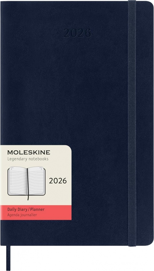 Kalendarz Moleskine 2026 12M rozmiar L (duży 13x21 cm) Dzienny Niebieski/Szafirowy Miękka oprawa (Moleskine Daily Notebook Diary/Planner 2026 Large Sapphire Blue Soft Cover) - 8056999274566