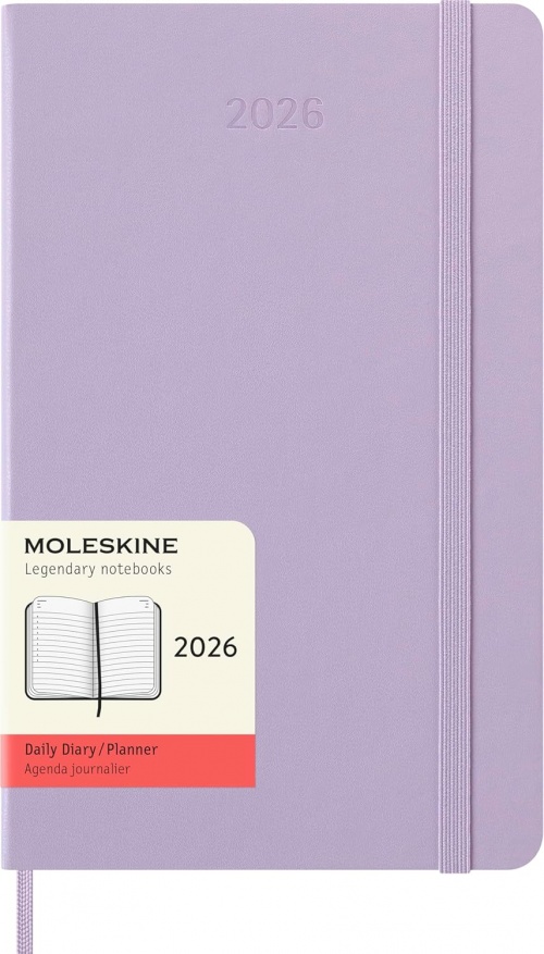 Kalendarz Moleskine 2026 12M rozmiar L (duży 13x21 cm) Dzienny Pastelowy Liliowy Twarda oprawa (Moleskine Daily Notebook Diary/Planner 2026 Large Pastel Lilac Hard Cover) - 8056999276416