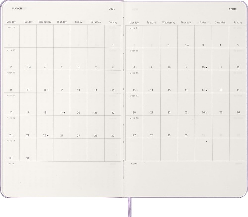 Kalendarz Moleskine 2026 12M rozmiar L (duży 13x21 cm) Dzienny Pastelowy Liliowy Twarda oprawa (Moleskine Daily Notebook Diary/Planner 2026 Large Pastel Lilac Hard Cover) - 8056999276416