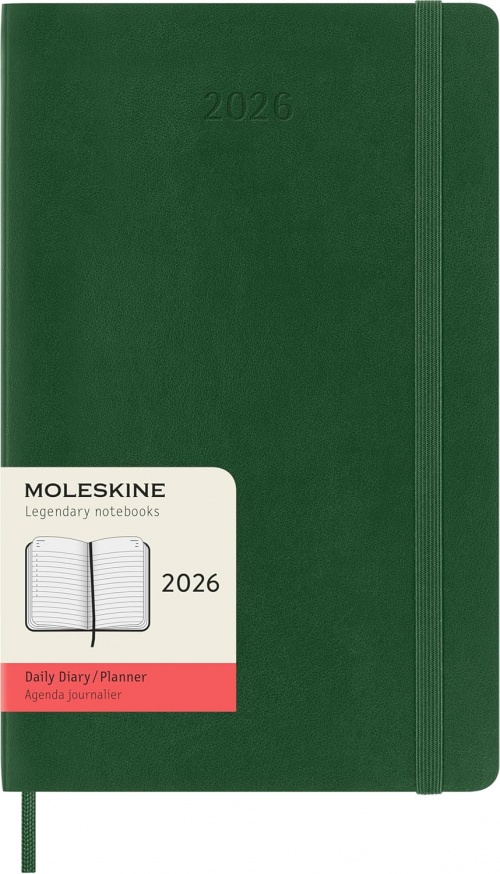 Kalendarz Moleskine 2026 12M rozmiar L (duży 13x21 cm) Dzienny Zielony Mirt Miękka oprawa (Moleskine Daily Notebook Diary/Planner 2026 Large Myrtle Green Soft Cover) - 8056999275594