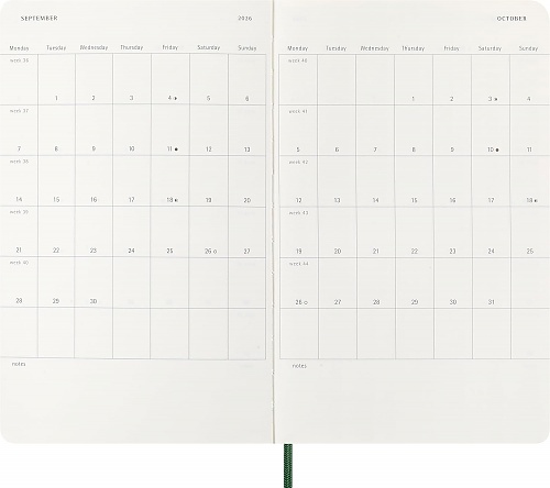 Kalendarz Moleskine 2026 12M rozmiar L (duży 13x21 cm) Dzienny Zielony Mirt Miękka oprawa (Moleskine Daily Notebook Diary/Planner 2026 Large Myrtle Green Soft Cover) - 8056999275594