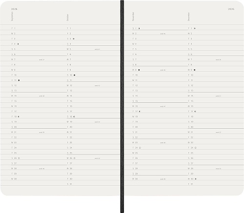 Kalendarz Moleskine 2026 12M rozmiar L (duży 13x21 cm) Miesięczny Czarny Miękka oprawa (Moleskine Monthly Diary/Planner 2026 Large Black Soft Cover) - 8056999275327