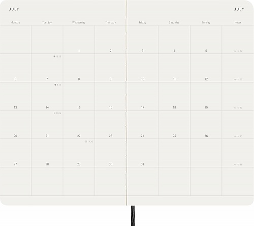 Kalendarz Moleskine 2026 12M rozmiar L (duży 13x21 cm) Miesięczny Czarny Miękka oprawa (Moleskine Monthly Diary/Planner 2026 Large Black Soft Cover) - 8056999275327