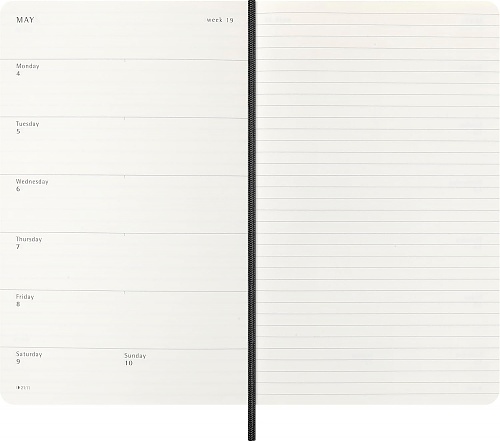 Kalendarz Moleskine 2026 12M rozmiar L (duży 13x21 cm) Tygodniowy Czarny Miękka oprawa (Moleskine Weekly Notebook Diary/Planner 2026 Large Black Soft Cover) - 8056999274726