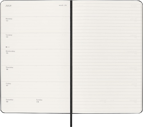 Kalendarz Moleskine 2026 12M rozmiar L (duży 13x21 cm) Tygodniowy Czarny Twarda oprawa (Moleskine Weekly Notebook Diary/Planner 2026 Large Black Hard Cover) - 8056999274689