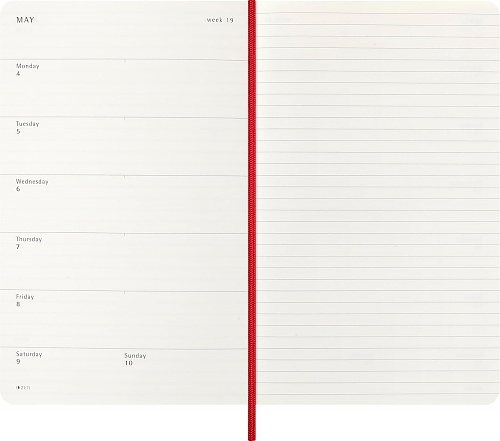 Kalendarz Moleskine 2026 12M rozmiar L (duży 13x21 cm) Tygodniowy Czerwony/ Szkarłatny Miękka oprawa (Moleskine Weekly Notebook Diary/Planner 2026 Large Scarlet Red Soft Cover) - 8056999274733